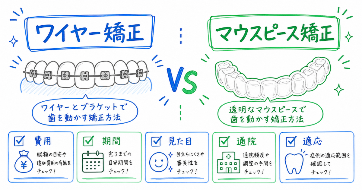 ワイヤーとマウスピース矯正どっちがいい？迷う私に合う選び方