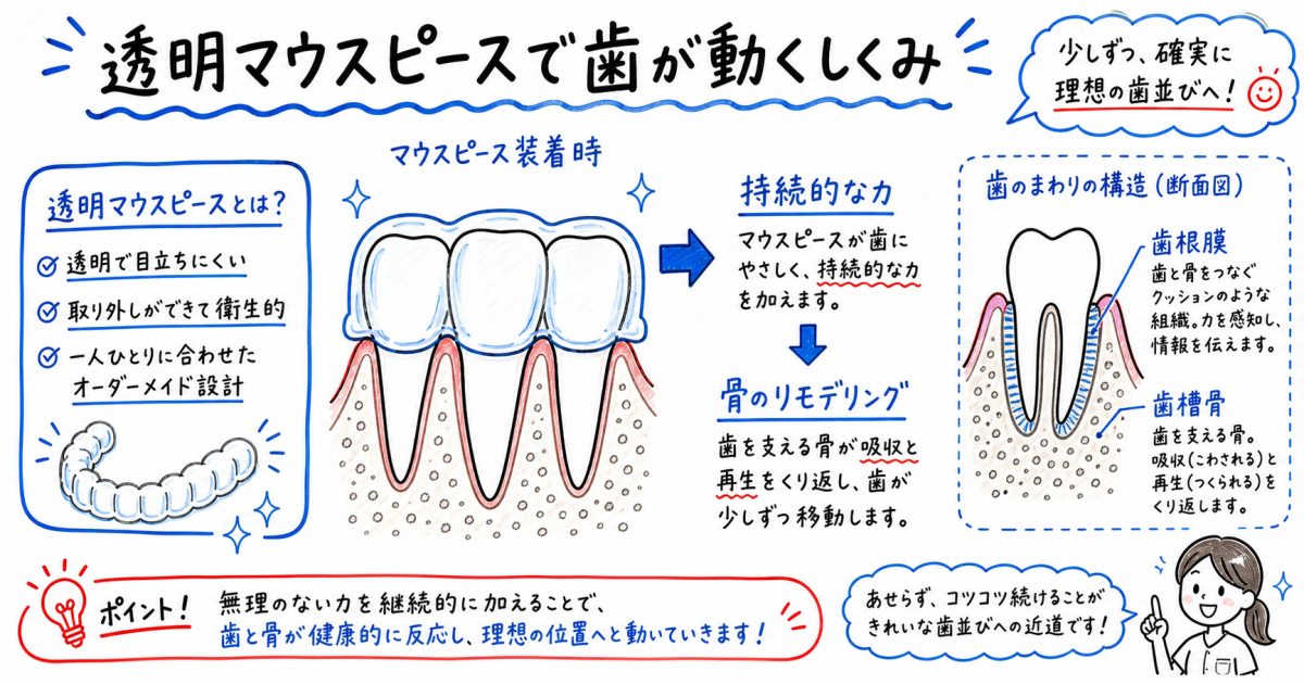 プラスチックでなぜ動く？透明マウスピースで歯並びが整う仕組み